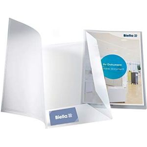 Biella Chemise de présentation en plastique PP pour documents format A4 avec pochette transparente et 2 rabats et perforation de cartes de visite Transparent