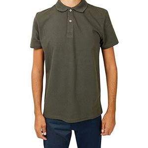 Bonamaison T- shirt van piqué met polokraag in comfort fit polo heren, kaki, M, Khaki (stad)