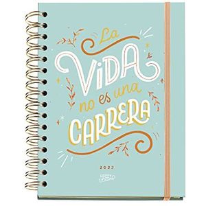 Miquelrius - Jaarplanner 2022 Happy Letters, weekoverzicht, afmetingen plus 155 x 213 mm (ca. A5), matte harde kaft, Carrera Cover, Spaans