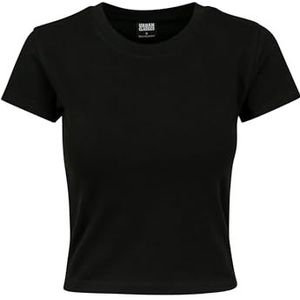 Urban Classics Dames Cropped Tee Stretch Jersey Top in vele kleuren XS tot 5XL, zwart.