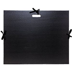 Zwart gelakt kraftpapier met linten en handvat 59 x 72 cm - druif