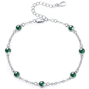 Malachiet armband 925 zilver malachiet armband voor vrouwen malachiet armband verstelbaar malachiet sieraden geschenken voor vrouwen kinderen mama vrouw vriendin meisjes sterling zilver, Sterling zilver