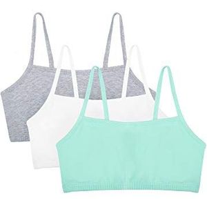 Fruit of the Loom Sportbeha voor dames, verpakking van 3 stuks, Set met 3 mintcrèmes / wit/grijs gemêleerd.