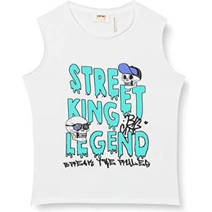 Koton Slogan Skull Print Tanktop met ronde hals van katoen gebreid jongens, wit (000)