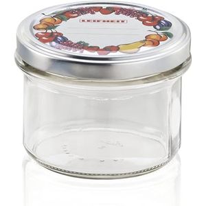 Leifheit Glazen jampot 235 ml, luchtdichte pot met etiket, transparant glas, ideaal voor het bewaren van jam, gelei, groenten, gekonfijt enz., glas met schroefdeksel