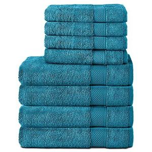 Komfortec Handdoekenset – Set van 8 - 4x Handdoek 50x100 cm en 4x Badhanddoek 70x140 cm - 100% Katoen - Turquoise