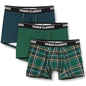 Urban Classics Snowman Christmas boxershorts voor heren, maten S tot 5XL, 3 stuks, Plaidaop Dgrn + groen BTL/blauw + groen