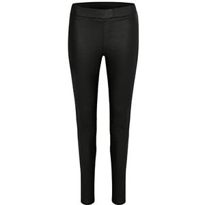 KAFFE Dameslegging met coating voor dames, kunstleer, high waist slim fit broek, zwart diep, maat 32