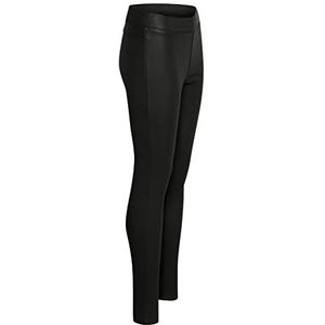 KAFFE Dameslegging met coating voor dames, kunstleer, high waist slim fit broek, zwart diep, maat 32