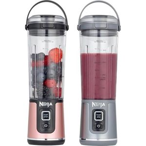 Ninja Blast BC151UKEUGV 2 x 530 ml draagbare blender, lekvrij deksel en schenktuit, draadloos, oplaadbaar, smoothies, eiwitshakes, slushakes, roségoud en metallic zilver