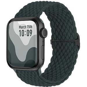 Suitisbest Horlogeband compatibel met Apple Watch 42 mm, 44 mm, 45 mm, 49 mm, antislip, gevlochten en elastisch, voor Apple Watch 9, 8, SE, 7, 6, 5, 4, 3, 2, 1, donkergroen