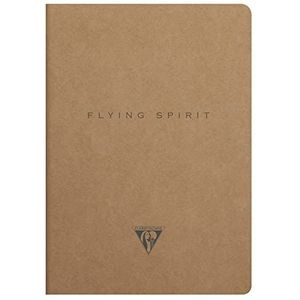 Clairefontaine 103536C – een piqué notitieboek met Flying Spirit 96 pagina's ivoorkleurig, 14,8 x 21 cm, 90 g, gelinieerd, omslag van bruine kraftkaart, willekeurig patroon