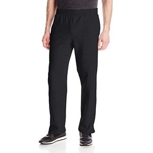 Fruit of the Loom Fleece Pocketed Open-Bottom Sweatpants Trainingsbroek voor heren, zwart.