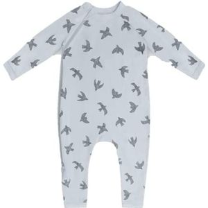 Dim Babypyjama met ritssluiting, biologisch katoen, 1 stuk, Blauwe vogels