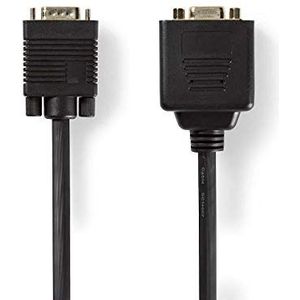 Nedis VGA-stekker, VGA, 2 x VGA-aansluiting, verguld, maximale resolutie 1280 x 800, 0,20 m, rond, ABS, zwart, kunststof tas, 0,20 m