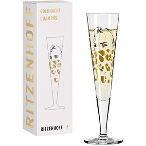 Ritzenhoff Goldnight 1078281 #11 champagnefluit van kristal, 205 ml, geschenkdoos goud/zwart