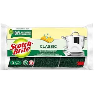 Scotch-Brite Scotch-Brite groene spons van gerecyclede vezels, 3 stuks per verpakking