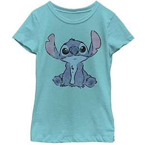 Disney Lilo & Stitch Simply Stitch Girl's Solid Crew T-shirt voor meisjes, Tahitiaans blauw, X-Small US, Tahitiaans blauw, XS, Tahitiaans blauw