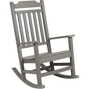 Flash Furniture Winston Schommelstoel van polyhars en hout, grijs