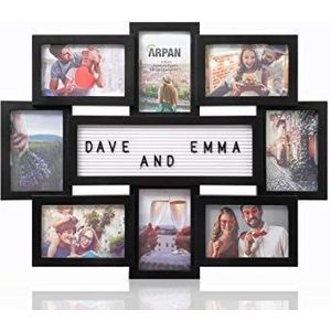 ARPAN Gepersonaliseerde fotolijst met meerdere openingen voor foto's met de afmetingen 20,3 x 15,2 x 10,2 cm (zwart)
