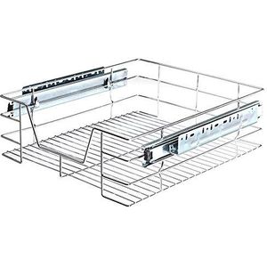 BAKAJI Telescopische lade, keukenkast, afneembare plankmand met roestvrijstalen rail (40 cm)