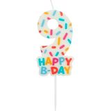 Folat 24119 Cozy Sprinkles taartkaars cijfer 9-7 cm voor verjaardag, verjaardagsdecoratie, voor kinderen, feesten, bruiloften, bedrijfsfeesten, verjaardagen, meerkleurig, 7 cm