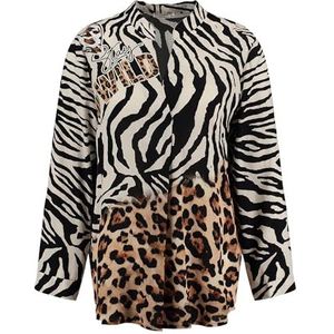 KEYLARGO Damesblouse met wilde V-hals, zwart (1100), L, Zwart 1100, L