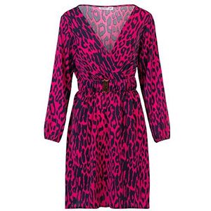 APART Fashion Robe Apart pour femme avec imprimé animal, Fuchsia/noir, 36
