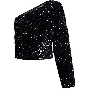 faina Top à paillettes pour femme, Noir, L