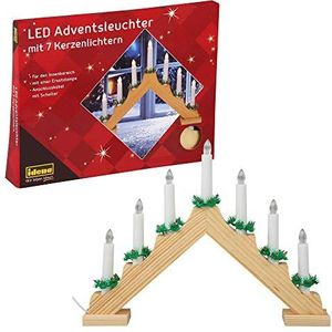 Idena 8582088 - Adventskalender van natuurlijk hout met 7 warmwitte led-kaarsen, met reservelamp, aansluitkabel met schakelaar, ca. 40 x 30 cm, kerstdecoratie, advent