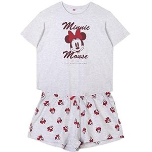 CERDÁ LIFE'S LITTLE MOMENTS Minnie Mouse pyjama voor dames, 100% katoen, 2-delig T-shirt + pyjamabroek, officieel gelicentieerd Disney grijs, L, grijs.