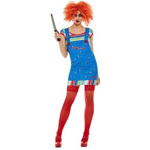 Smiffys 42947XS Officieel Chucky kostuum dames, blauw, maat XS (04-06)