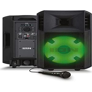 ION Audio Power Glow - 300 Watt Bluetooth-luidspreker met karaokemicrofoon, verlichting, meerkanaals mixer en oplaadbare batterij