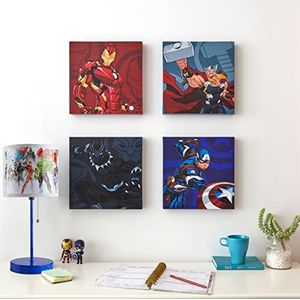 Idea Nuova Marvel Avengers Wanddoek voor kinderen, 27,9 x 27,9 cm, 4 stuks