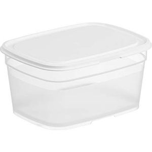 GASTROMAX Vershouddoos voor levensmiddelen – lunchbox – 1 liter – luchtdicht – met deksel – voedselveilige kunststof – transparant/wit – rechthoekig
