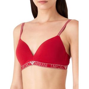 Emporio Armani Soutien-gorge triangle rembourré pour femme Essential Studs Logo, rouge rubis, M