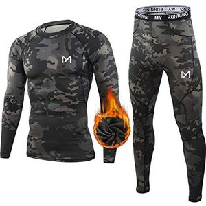 MEETYOO Thermisch ondergoed voor heren, lange onderbroek, sneldrogend, basislaag, compressiepak voor training, skiën, hardlopen, wandelen, Camouflage