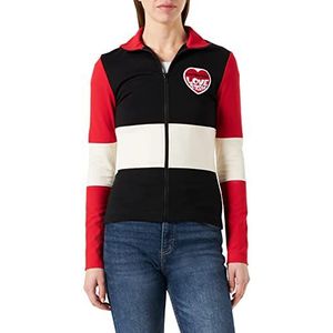 Love Moschino Damesjas met ritssluiting, jersey, viscose, super rekbaar, op maat gemaakt met geborduurde Storm Knit Hart Patch zwart/wit/rood, 44, Zwart/Wit/Rood