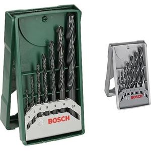 Bosch Accessories 2607019673 Mini-X-Line metaalboorset, diameter 2/3/4/5/6/8/10 mm en 7-delig, Robust Line houtspiraalboorset (voor hout, boorschroevendraaier-accessoires)