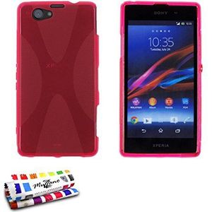 Muzzano Zachte beschermhoes voor Sony Xperia Z1 [Le X Premium] [Pink] + stylus en reinigingsdoekje van Muzzano® - ultieme bescherming voor uw Sony Xperia Z1
