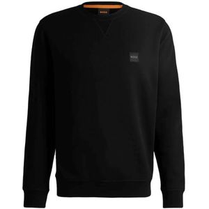BOSS Westart Sweatshirt voor heren, katoenen badstof met logo, Zwart 1