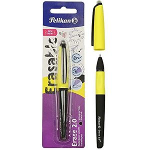 Pelikan Erase 2.0 Ergonomische uitwisbare pen, zwarte inkt voor rechts- en linkshandigen voor school, M-punt, vormvast, zwarte vulling inbegrepen