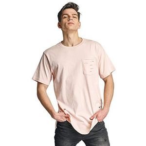 Urban Classics Geribbeld heren-T-shirt met zak, Roze (185)