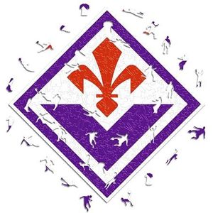 Iconic Puzzles, Fiorentina Logo, officieel product, houten puzzel voor volwassenen en kinderen, 100% duurzaam hout, maat S, 150 stuks