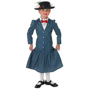 Rubie's Official 1960 Mary Poppins + hoed meisjes kostuum Disney kinderen jaren 60, meerkleurig, Medium Leeftijd 5-6 jaar