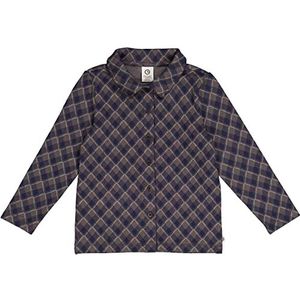 by Green Cotton Garçon Jacquard L/S Button Down T-shirt, Tower Grey/Night Blue/Desert Green, 140