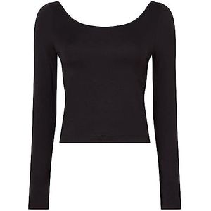 Calvin Klein Dames L/S ronde hals T-shirt, zwart.