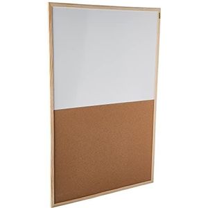 Bi-Office Budget - Uniseks bord, display van kurk en whiteboard, droog afwasbaar, houten frame, 90 x 60 cm