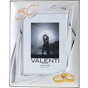 Valenti&Co zilveren fotolijst, 18 x 24 cm, ideaal als gouden huwelijkscadeau, 50 jaar huwelijk of voor de vijftigste ouders, grootouders of mama en papa.