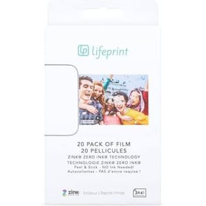 Lifeprint Fotopapier 20 – fotopapier, fotopapier 7,6 x 5 cm, innovatieve ZINK-technologie, milieuvriendelijk, zelfklevende zijde, printen zonder inkt – 20 stuks wit